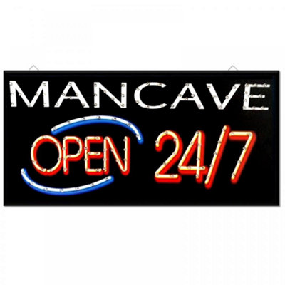 Led Bar Sign Mancave Open 247 Pub Club Window Shop Display Light Lamp 48cmx24cm