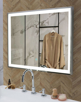 LED Bathroom Mirror ARGENS 80 cm 60 cm Silver