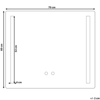 LED Bathroom Mirror LIRAC 70 cm 60 cm Silver