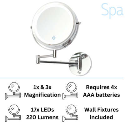 LED Bathroom Mirror - Wall Mounted & Adjustable with 17 Integrated LEDs