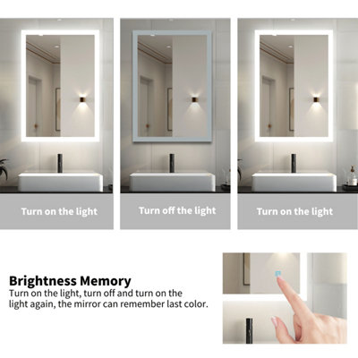 Shop LED Bathroom Mirror with 3 Color Mode Demister Anti-fog Dimmable ...
