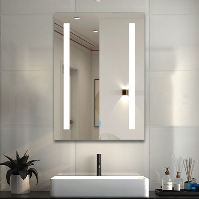 LED Bathroom Mirror with Demister Pad Anti-fog Touch Switch Wall