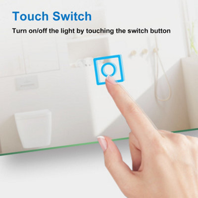 LED Bathroom Mirror with Demister Pad Anti-fog Touch Switch Wall ...