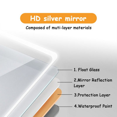 LED Bathroom Mirror with Demister Pad Anti-fog Touch Switch Wall ...