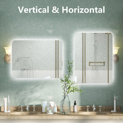 LED Bathroom Mirror with Light 3 Colour Backlit Demister Anti-fog Touch ...