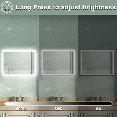 LED Bathroom Mirror with Shaver Socket Demister Pad Anti-fog Dimmable ...