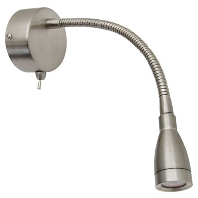 LED Bedside Reading Wall Light Switched Flexible Arm Headboard Light H3049 Warm White