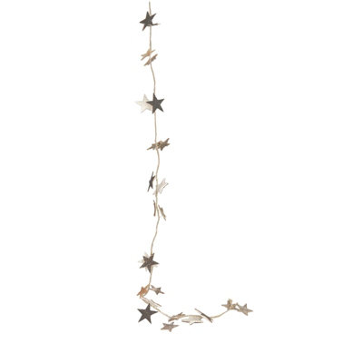 LED Birch Star Garland - Battery Powered Indoor Home Festive Xmas Christmas Novelty Hanging Decoration - L150 x 3cm Diameter