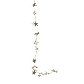 LED Birch Star Garland - Battery Powered Indoor Home Festive Xmas Christmas Novelty Hanging Decoration - L150 x 3cm Diameter