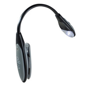 LED Book Clip On Light - Flexible Stem - Battery Operated Reading Light Aid