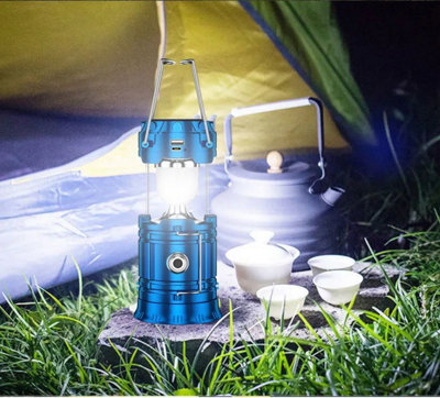 LED Camping Lantern 2 mode 5W 6500K IP44 Rechargeable, Phone Rechargeable, Blue