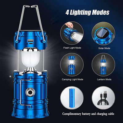 LED Camping Lantern 2 mode 5W 6500K IP44 Rechargeable, Phone Rechargeable, Blue