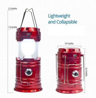 LED Camping Lantern 2 mode 5W 6500K IP44 Rechargeable, Phone Rechargeable, Red