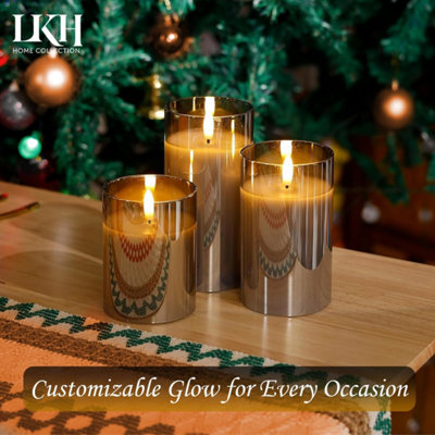 LED Candles with Remote Control Set of 3 Paraffin Battery Operated