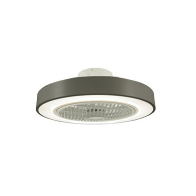 LED Ceiling Fan Light with Remote Control Adjustable Speed and Brightness in Grey