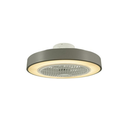 LED Ceiling Fan Light with Remote Control Adjustable Speed and Brightness in Grey