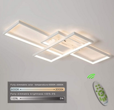 LED Ceiling Lamp White Rectangular Indoor Lighting Remote Control
