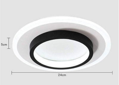 LED Ceiling Light 24W Black Round Ceiling Light Acrylic Cool Light 24 cm