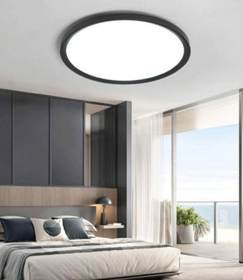 LED Ceiling Light Fixture Round Flush Mount Ceiling Light Black 25cm
