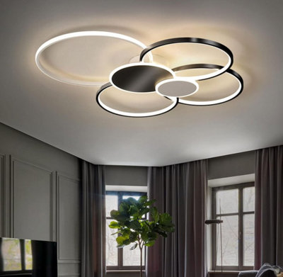 LED Ceiling Light Modern Ceiling Lamp Circle Ceiling Light Acrylic Chandelier Black
