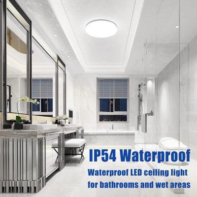 LED Ceiling Light Round Flush Ceiling Light 6500K Waterproof Bathroom ...