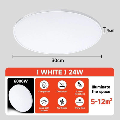 LED Ceiling Light Round Flush Ceiling Light 6500K Waterproof Bathroom ...