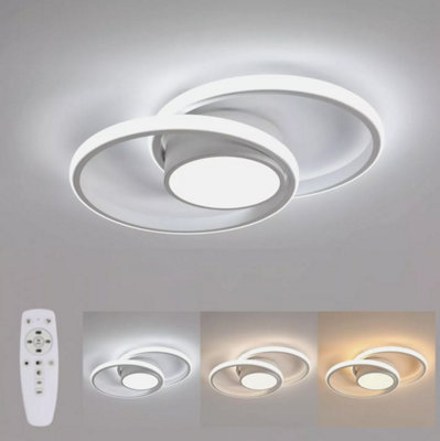 LED Ceiling Light Semi Flush Ceiling Light White Remote Control 2 Rings