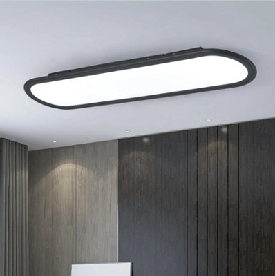 LED Ceiling Light Ultra Thin Low Profile Modern Black 70cm Cool White