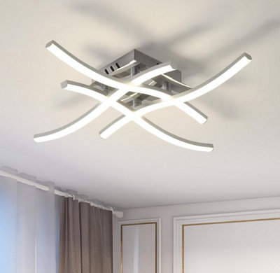 LED Ceiling Light Waves 4 Lights Lamp Ceiling Silver LED Ceiling Light