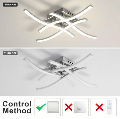 LED Ceiling Light Waves 4 Lights Lamp Ceiling Silver LED Ceiling Light