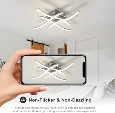LED Ceiling Light Waves 4 Lights Lamp Ceiling Silver LED Ceiling Light