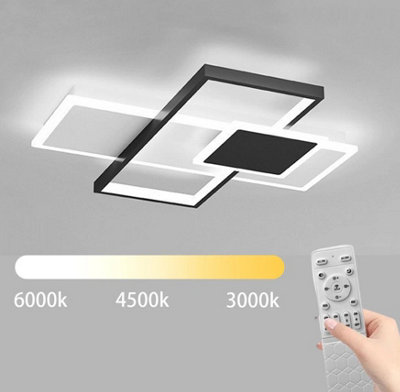 LED Ceiling Light with Remote Control Acrylic Black 42 cm Rectangular