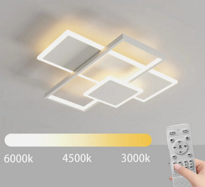 LED CEILING LIGHT WITH REMOTE CONTROL WHITE 42 CM RECTANGULAR LIGHT