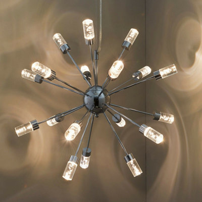 LED Ceiling Pendant Light 18W Warm White Bulb Chrome Hanging Star ...