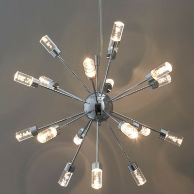 LED Ceiling Pendant Light 18W Warm White Bulb Chrome Hanging Star ...