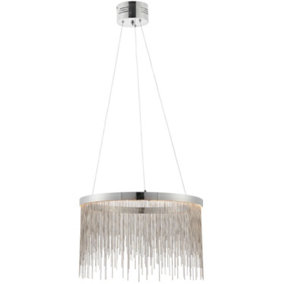 LED Ceiling Pendant Light 30W Warm White CHROME & Silver Chain Luxury Lamp