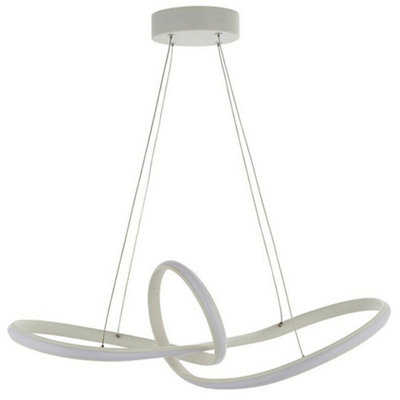 LED Ceiling Pendant Light 31W Warm White Matt White Infinity Loop Feature Lamp