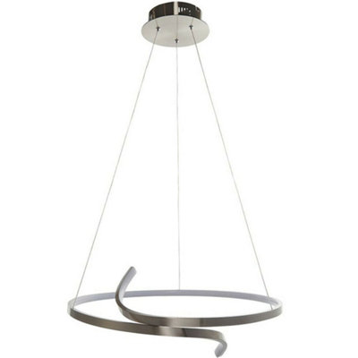 LED Ceiling Pendant Light 32W Warm White Satin Nickel Loop Feature ...