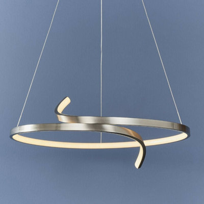 LED Ceiling Pendant Light 32W Warm White Satin Nickel Loop Feature ...