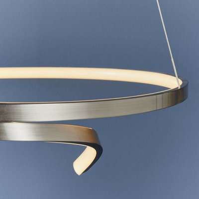 LED Ceiling Pendant Light 32W Warm White Satin Nickel Loop Feature ...