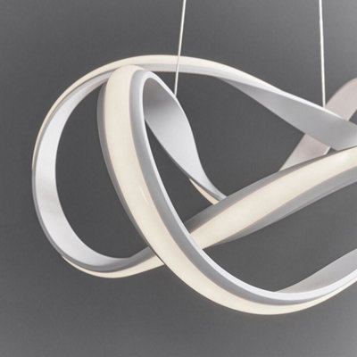 LED Ceiling Pendant Light 44W Warm White 630mm White Loop Feature Strip ...