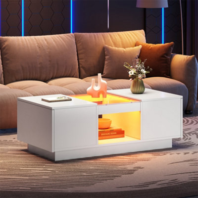 LED Coffee Table for Living Room, Modern Coffee Table with Storage with ...