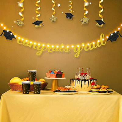 LED Congrats Grad Banner 1.5m Graduation Bunting with Warm White Fairy ...