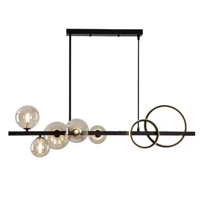 LED Dining Table Chandelier Height-Adjustable Black Ceiling Light 100 cm