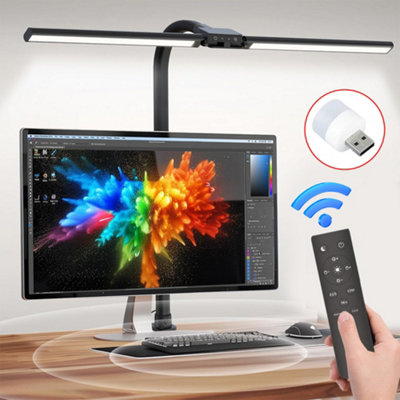 LED Double Head Desk Lamp 24W Foldable Reading Desk Light Dimmable Eye ...