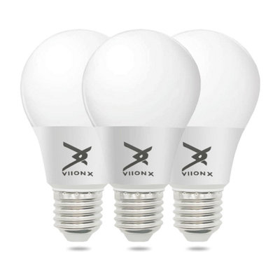 LED E27 Screw Light Bulbs, 8.5W 60W Equivalent, Warm White 2700K, Non-Dimmable (Pack of 3)