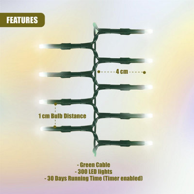 LED Fairy Lights Battery Operated 300 Christmas Cluster Tree Lights ...
