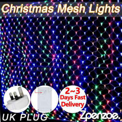 LED Fairy String Net Mesh Curtain Lights Christmas Party Garden Outdoor ...