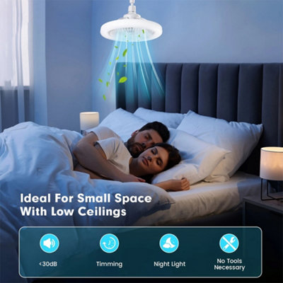 LED Fan Light Ceiling Adjustable Wind Speed Remote Control Bedroom ...