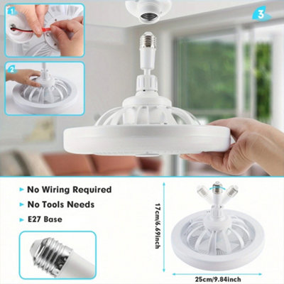 LED Fan Light Ceiling Adjustable Wind Speed Remote Control Bedroom ...